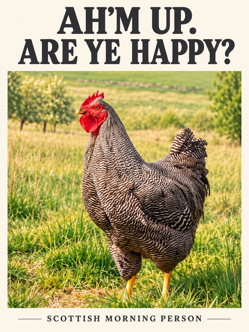 Ah'm Up. Are Ye Happy? — Scottish Morning Person – Nae Chance Scottish humour poster